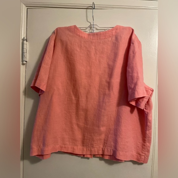 Orvis 100% Linen Button Front Pink Top Size Large - Picture 6 of 8